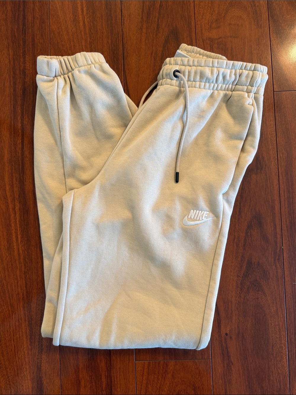 Nike Beige Fleece Joggers with Embroidered Logo